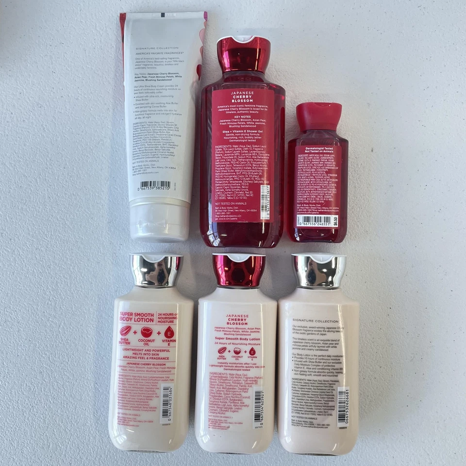 Набор из 6 лосьонов для душа гель крем для тела Bath & Body Works Japanese Cherry Blossom - Изображение 4 из 4