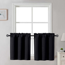 24 Inch Long Tier Curtains for Small Window Short Blackout Kitchen Curtains ove