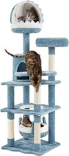 155 Cm Ocean-Themed Cat Tree, Shark'S Mouth Shaped Condo, Blue
