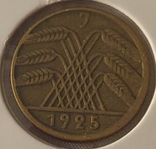 1925-J Germany 5 Reichspfennig Weimar Coin EF - Extra Fine