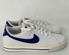 Sz 6.5 WMN Nike Court Legacy Leather Low Top Sneakers White/Blue DH3161-101