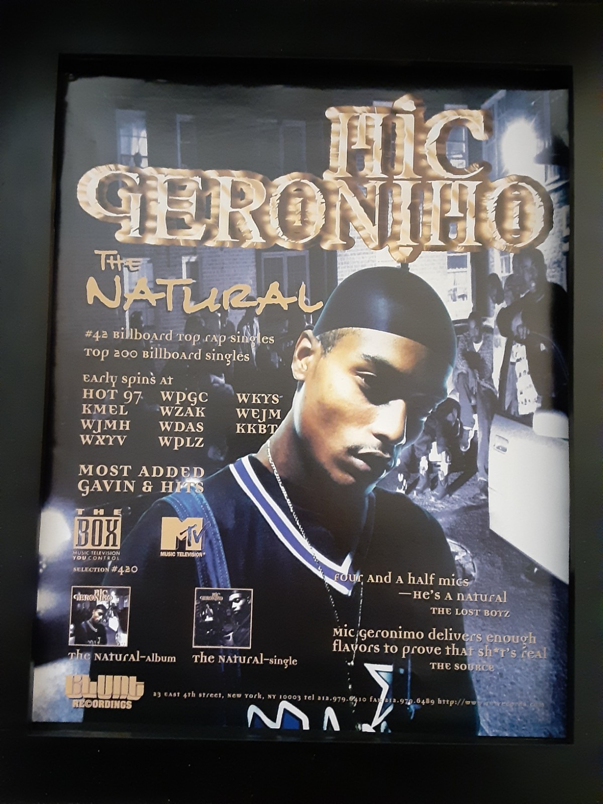 Mic Geronimo The Natural Rare Original Promo Poster Ad Framed
