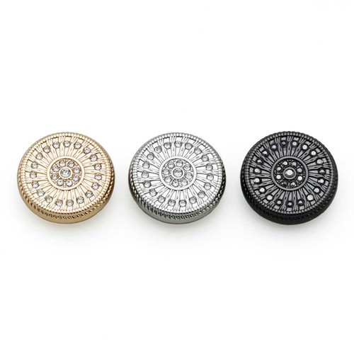 5pcs Vintage Metal Buttons with Rhinestone Sunburst Design for Clothing 18-25mm - Picture 2 of 11