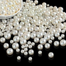 Euddty 3 Size Pearl Beads for Crafts 5mm/8mm/10mm Round 5mm, 8mm, 10mm, Ivory