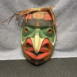 Northwest Coast Mask Vintage 12” Bella Coola Style Hawkman Signed Tony Hunt Jr