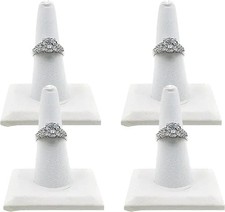 Novel Box 4 Pack White Leatherette Jewelry Ring Finger Display Stand 2.12x2.12x2