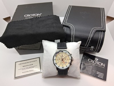 NOS Croton Miyota OS20 Watch RARE Chronograph Movement 10ATM Japan Mov't All SS