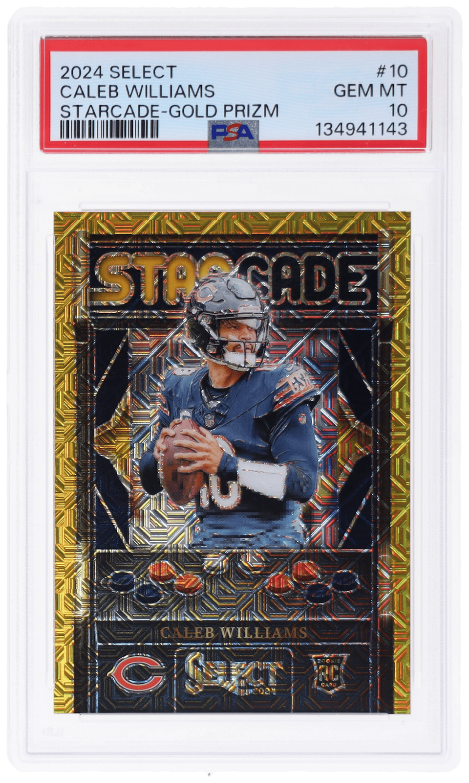 Caleb Williams Panini Select Starcade #10 Gold Prizm