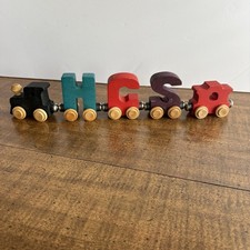 Name Trains Bright Letter Wood Railway Maple Landmark LOT of 5