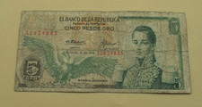 5 Pesos Oro Banknote 1974 Old Colombian World Paper Money Currency 32824885