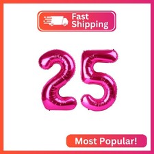 40 Inch Rose Red Number 25 Balloons Foil Digital Helium Number Balloons