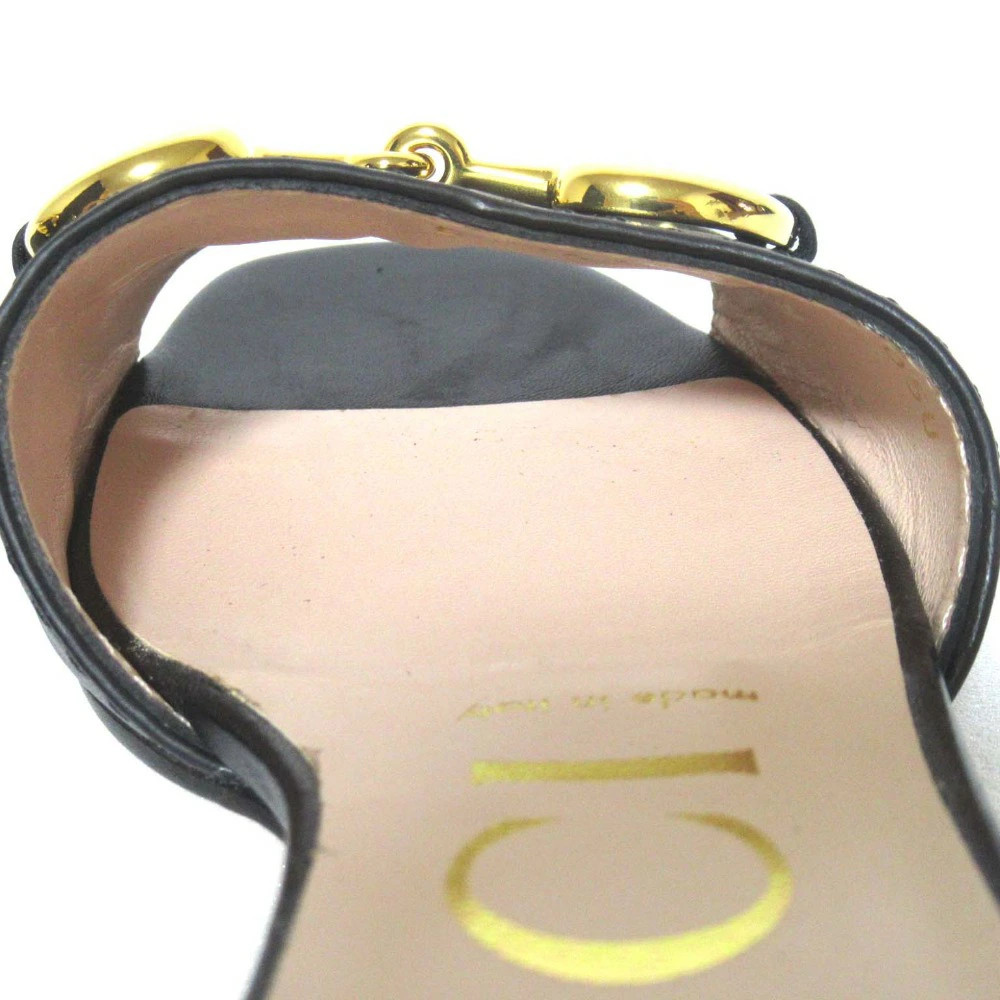 GUCCI Leather Horsebit Ankle Strap Sandals 655413 Size 35.5 Approx. 22.5cm Black thumbnail 8