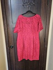 EUC Women's Plus Adrianna Papell Pink Lace Formal Party Dress Size 14W