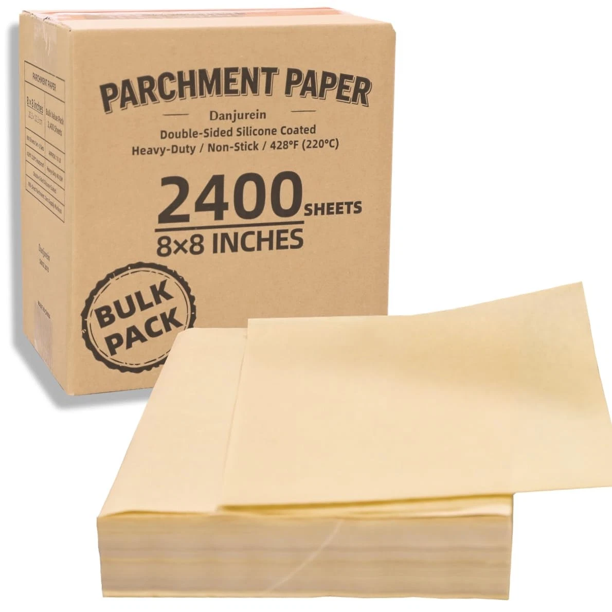 2400 Bulk Sheets Value Pack 8x8 Parchment Paper Squares - Unbleached, Non-Sti...