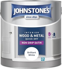 Johnstone's - Wood & Metal Paint - Satin Finish - Brilliant White - 2.5L - Water