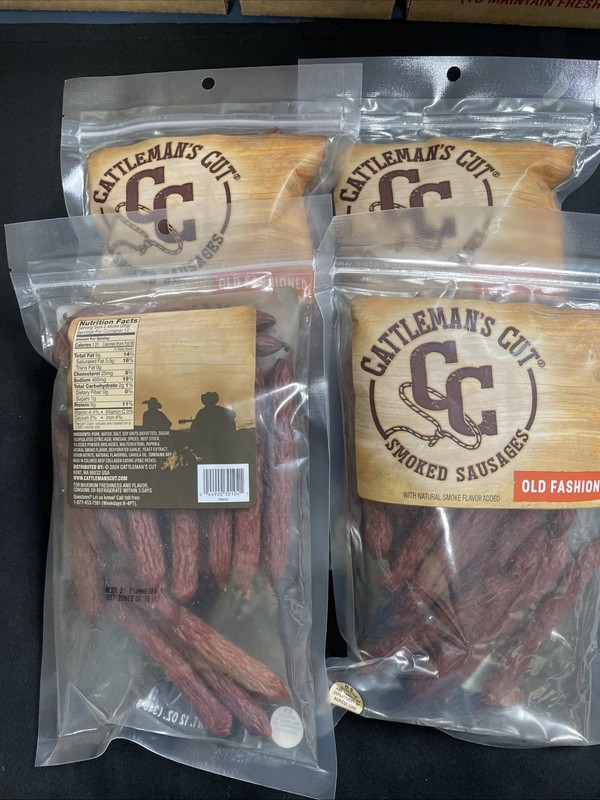 4 Old Cattlemans Cut Smoked Sausage. (4 12 Ounce Bags)