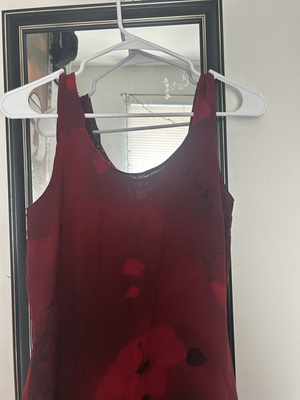 #ad Affinites Red Floral Sleeveless Maxi Dress Zip Closure Size 38 $30.00