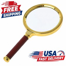 60mm 70mm 80mm Portable Handheld 10X Magnifying Glass Retro Handle Magnifier Eye