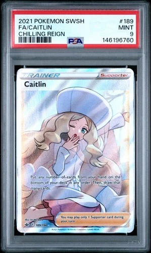 Graded PSA 9 Mint Caitlin 189/198 Swsh06: Sword & Shield - Chilling Reign Holo