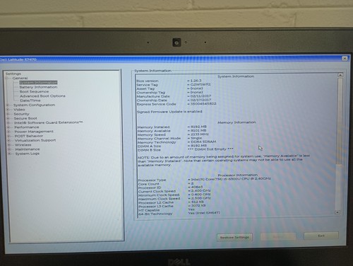 Dell Latitude E7470 14" Core i5-6300U 2.4GHz 8GB RAM NO HDD - Picture 6 of 6