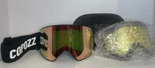Brand New With Case! COPOZZ Ski Goggles, G2 Magnetic Goggle-orange Flame A0035
