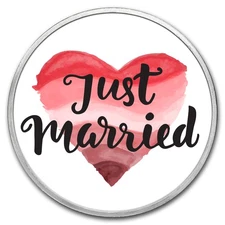 1 oz Silver Colorized Round - APMEX (Just Married - Heart)