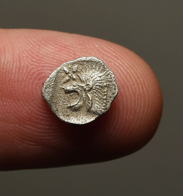 #ad G24 51 MYSIA Kyzikos. Circa 450 400BC AR HemiObol Roaring lion Boar amp; Tuna $54.00