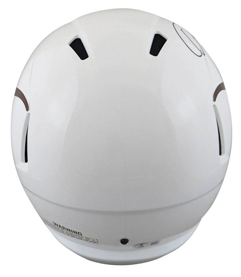 Casco de representante de velocidad de tamaño completo firmado por Texas Derrick Johnson con estuche BAS Witnessed Foto 3 de 4