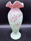 Fenton Lotus Mist Burmese Daisy & Butterfly - 10 inch Vase Limited Edition w/Box