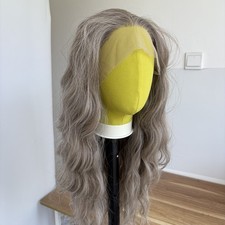 Frontal Lace Wigs Heat Resistant Synthetic Hair Natural Mix Grey