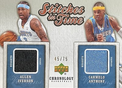 2006-07 UD Stitches In Time GU Jersey #/75 A. IVERSON / C. ANTHONY Denver Nugget