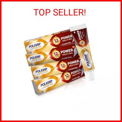 Super Poligrip Power Max Power Hold plus Seal Denture Adhesive Cream (2.2oz 4PK)