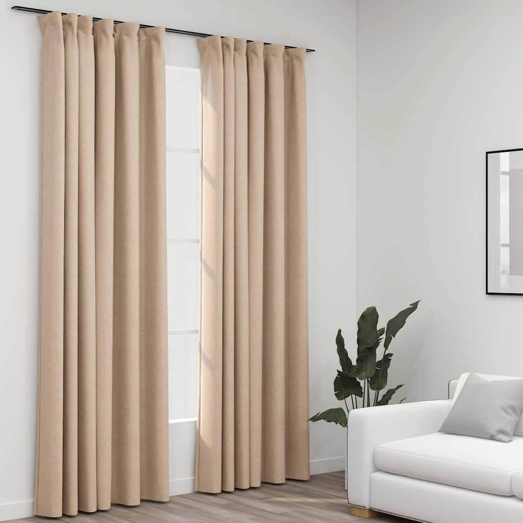 Set 2 Tende 140x225 cm Oscuranti Beige Lino | Design e Privacy Moderna