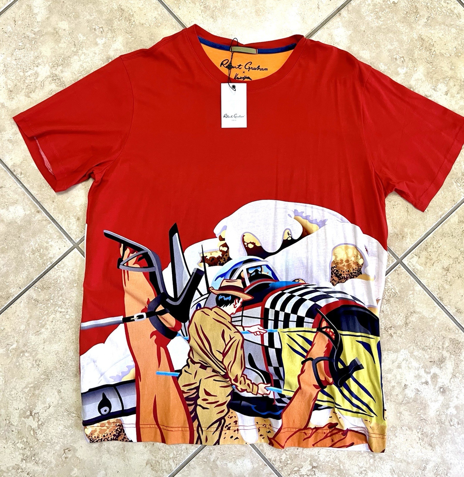 Robert Graham Multicolor T-Shirt Retro Abstract Size XL NWT
