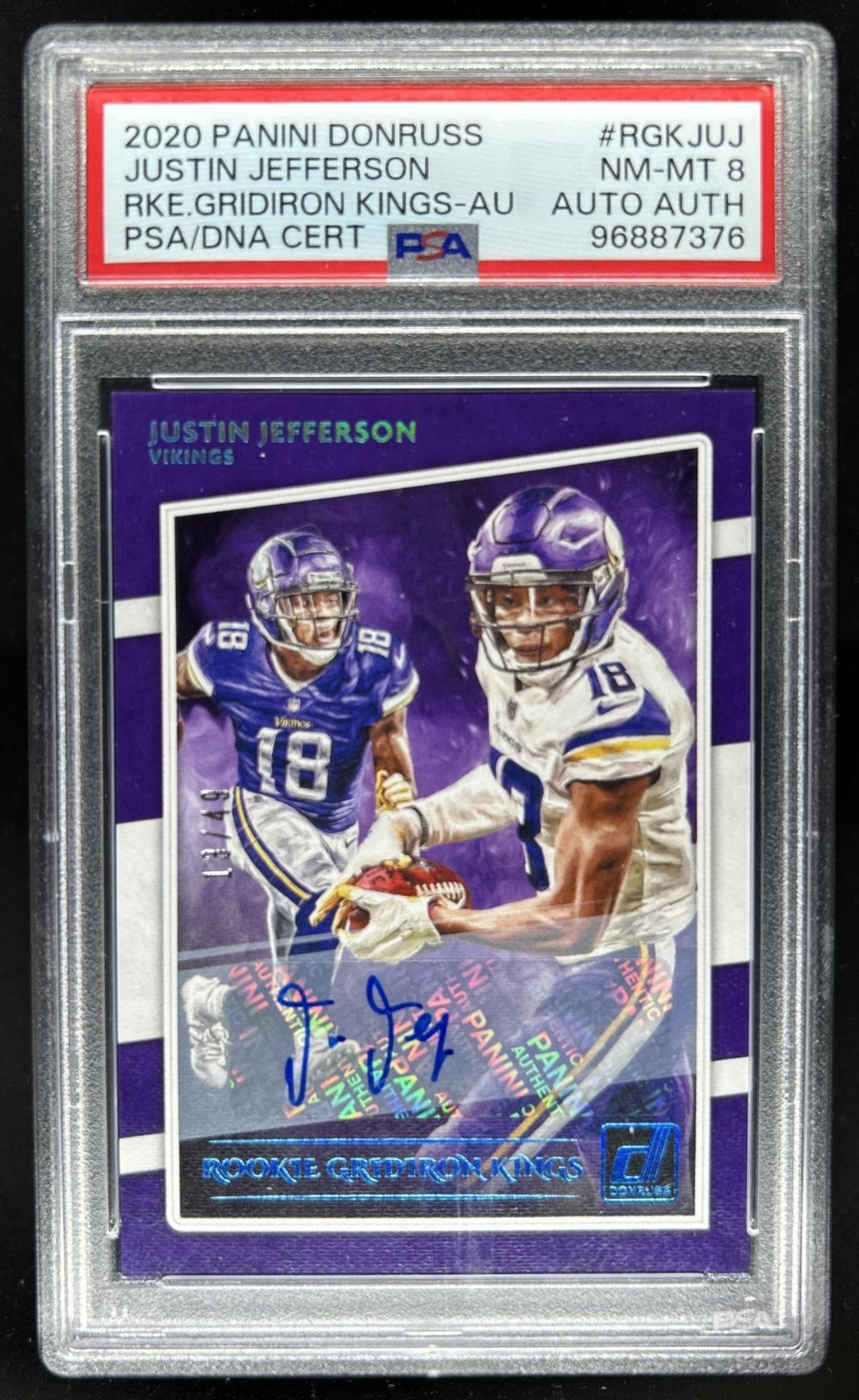 Justin Jefferson Panini Donruss Gridiron Kings #RGKJUJ Rookie Autograph