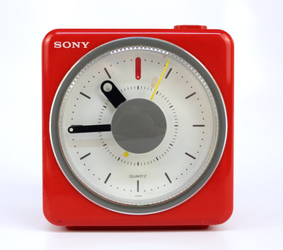 Vintage SONY ICF-A10W Red FM/AM Square Cube Alarm Clock Radio