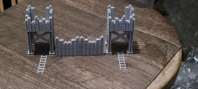 Two Metal looking Guard Towers with Gate and two ladders for 1/64 scale dioramas