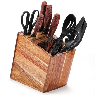 Utensil Holder for Kitchen Counter 2in1 Large Wooden Knives and Cooking Utens...