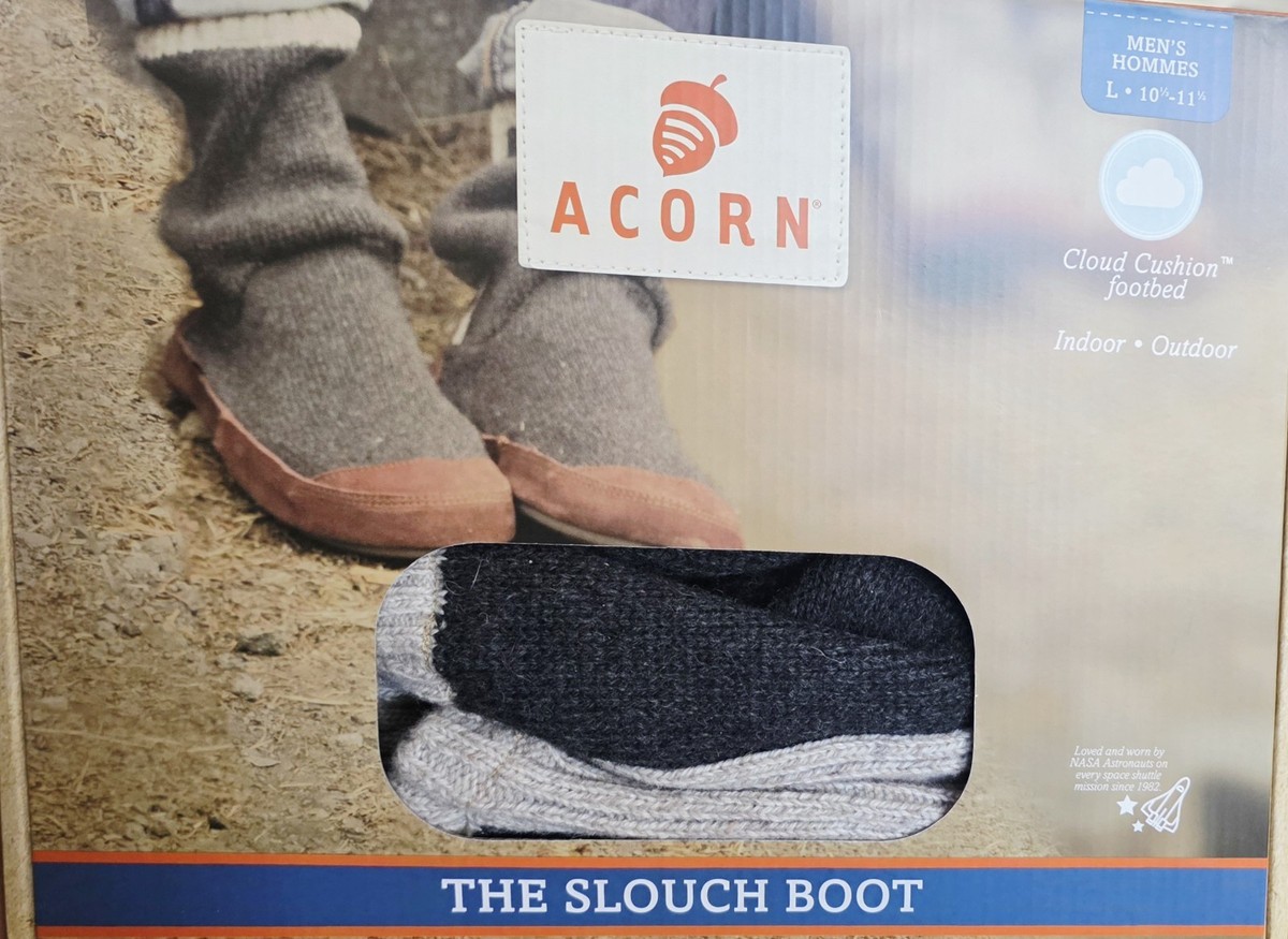 Acorn Men’s Slouch Boot Slipper Charcoal Wool Suede Cozy Sz 10.5-11.5 Men main image 2