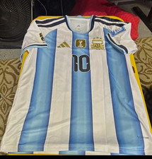 adidas Argentina Lionel Messi #10 Soccer Jersey White Light Blue size Large 