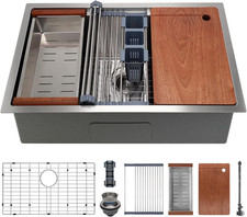 32In Undermount Workstations Kitchen Sinks - 11 Gauge Stainless Steel Sink 10Inc