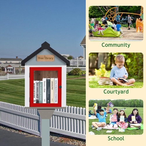 Little Library Box Outdoor,Free Library Box Little Outdoor Book Storage,Wood ... - Picture 5 of 6