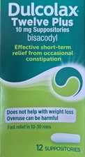 2 Pack of Dulcolax Suppositories 10mg 12 Pack Helps Stimulate Bowel Muscles