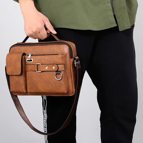 Men Leather Shoulder Business Crossbody Bags Handbags Laptop Briefcases Bag - Picture 17 of 27