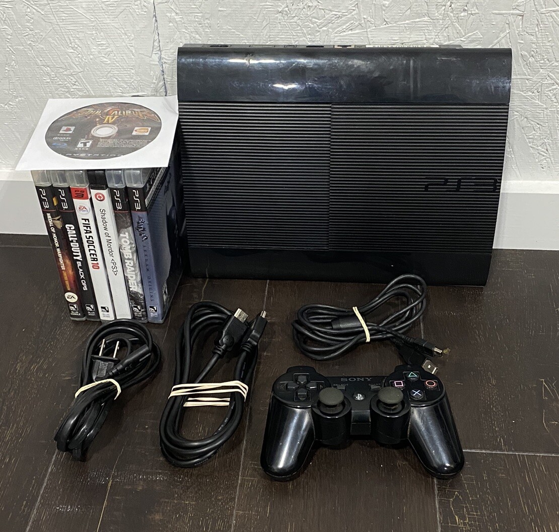 Sony PlayStation 3 PS3 Super Slim 500GB CECH4201A Tested 1 Controller 7 Games eBay