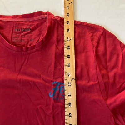 Fox Short Sleeve T Shirt Mens Size L Red White Dipped Racing | eBay