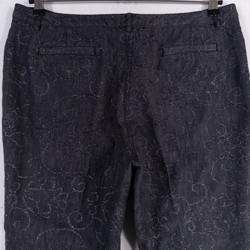 Nygard Jeans Womens 14 Charcoal Black Trouser Style Floral Embroidered Lined - Picture 4 of 9