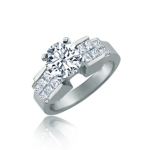 Valentine Diamond Band Taglio Principessa Anello Di Fidanzamento In Platino Con Diamante - Foto 7