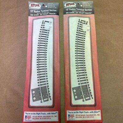 2x ATLAS 845 HO GAUGE 18  RADIUS TERMINAL SECTION CODE 100 LOT OF 2 USA