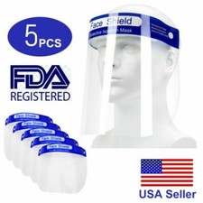 Safety Full Face Shield Reusable Washable Protection Cover Face Mask Lot of 5